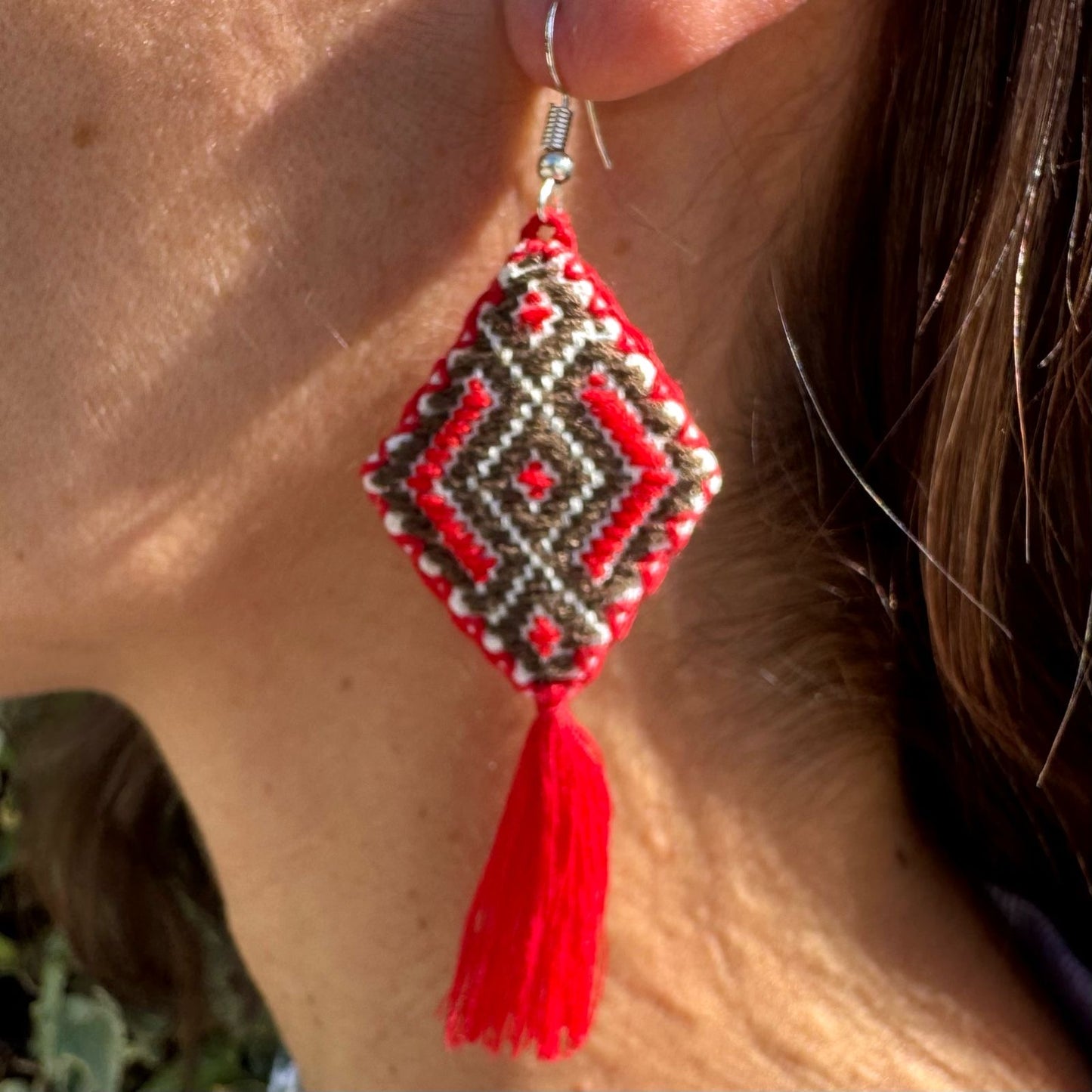 Pendientes tela bordada