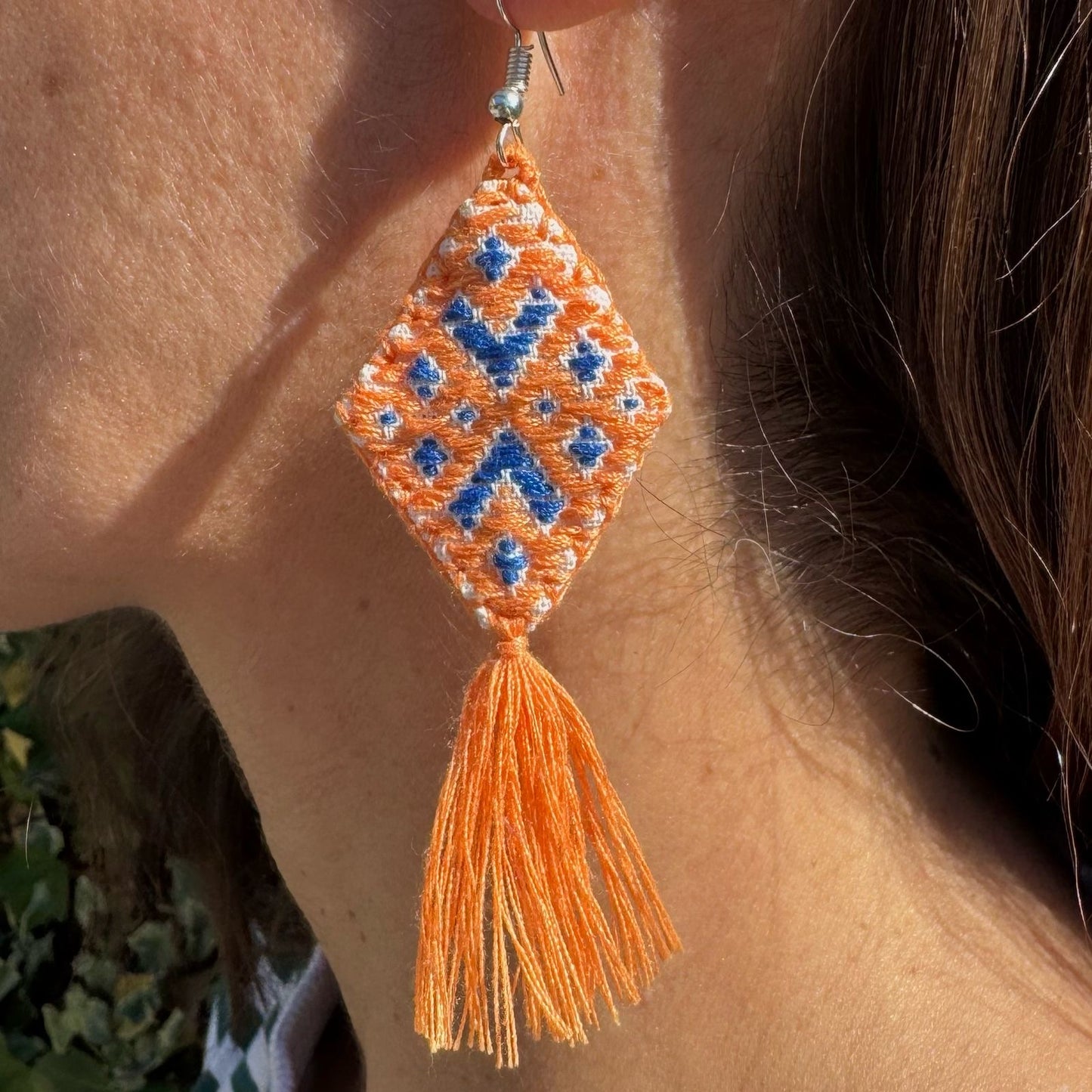 Pendientes tela bordada