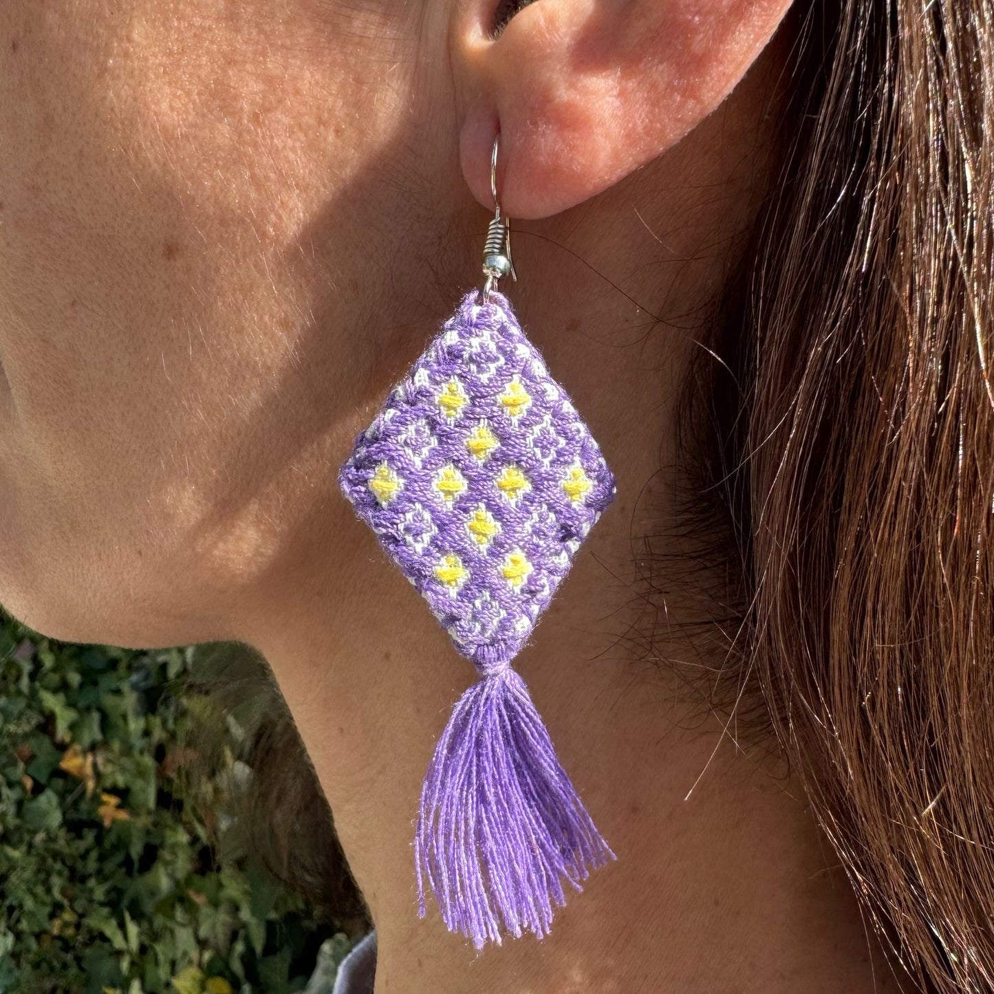 Pendientes tela bordada