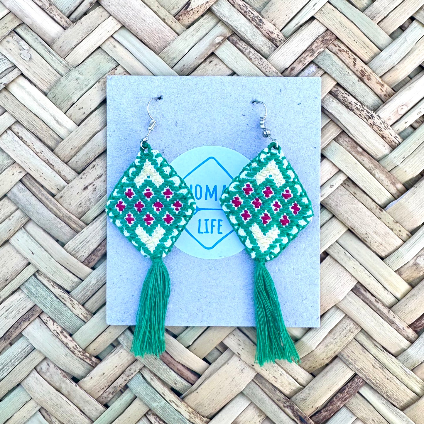 Pendientes tela bordada