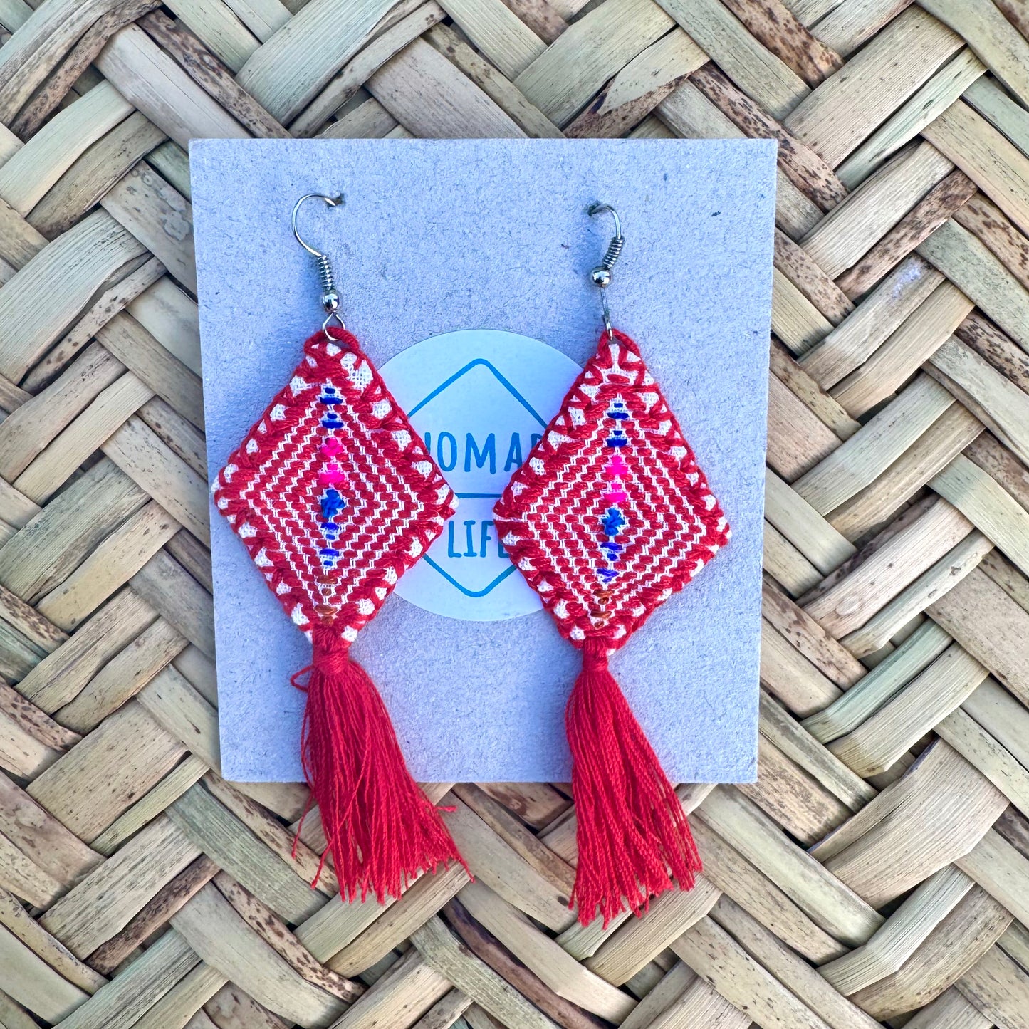 Pendientes tela bordada