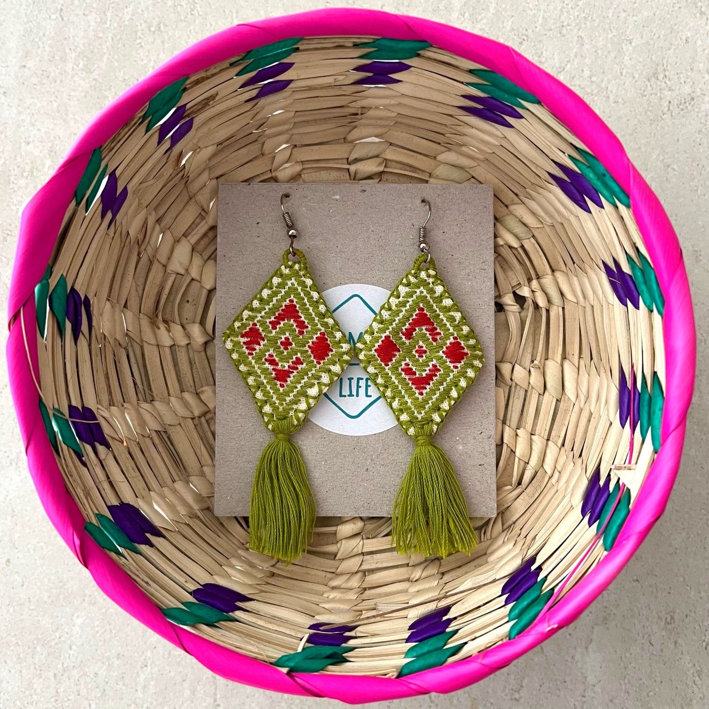 Pendientes tela bordada