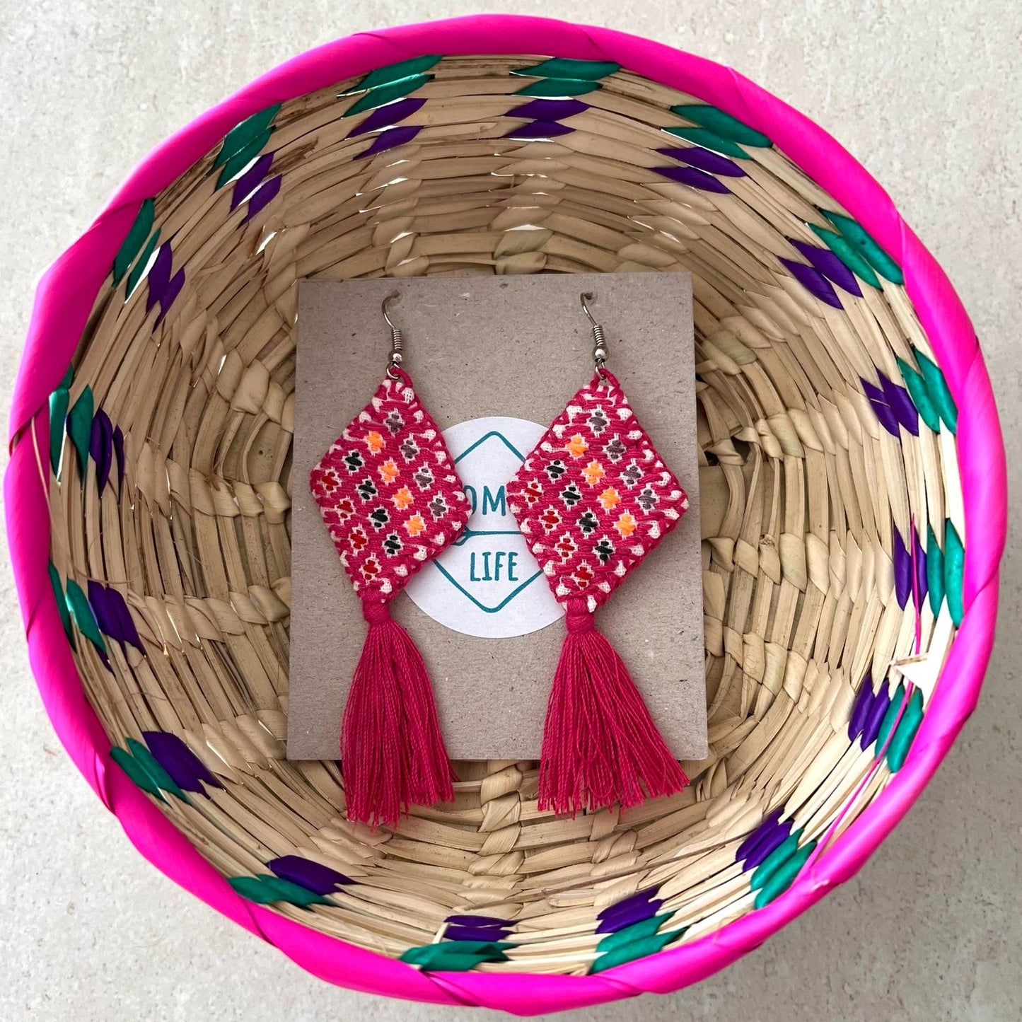Pendientes tela bordada