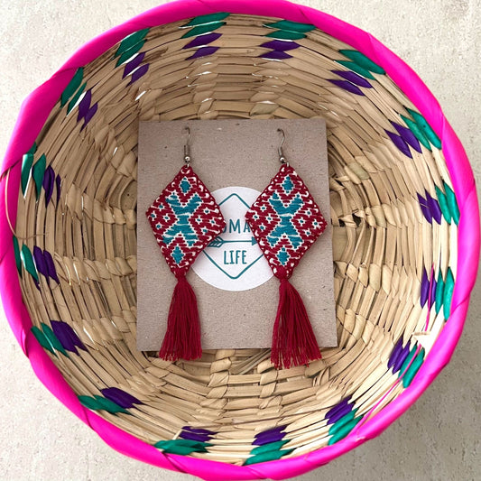 Pendientes tela bordada
